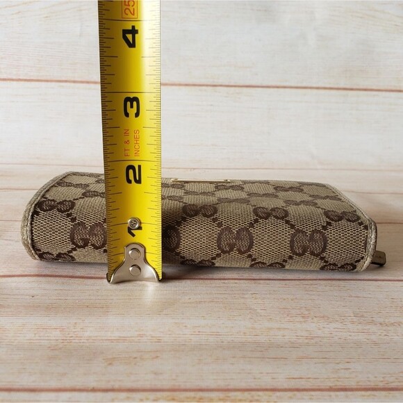 Authentic Gucci Signature Logo Fabric Leather Compact Bifold Wallet Unisex Box - Picture 16 of 16